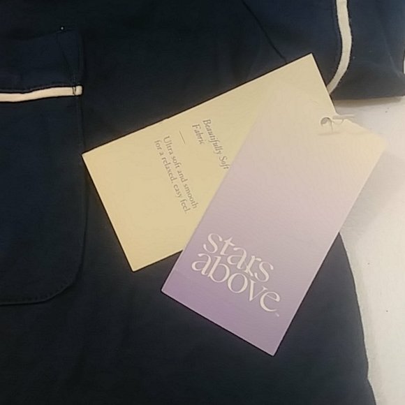 Stars Above Soft Short Sleeve PJ Top and Shorts Set Navy Size M - Picture 4 of 5